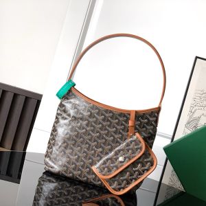 Goyard Boheme Mini Hobo Bag In Goyardine Canvas Brown