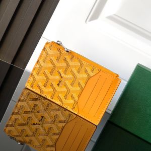 Goyard Bourbon Zipped Card Holder In Goyardine Canvas Yellow