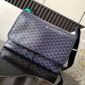 Goyard Capetien MM Messenger Bag In Goyardine Canvas Navy Blue