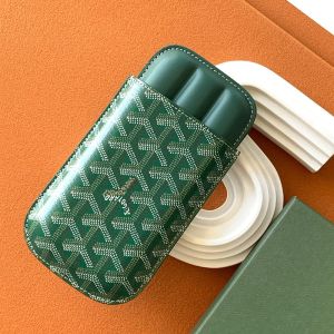 Goyard Churchill Cigar Case In Goyardine Canvas Green