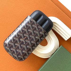 Goyard Churchill Cigar Case In Goyardine Canvas Navy Blue