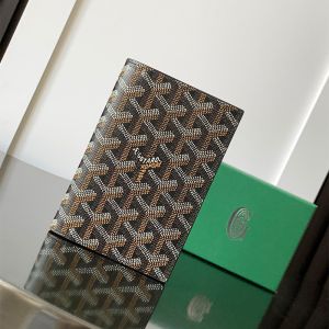 Goyard Grenelle Passport Cover In Goyardine Canvas Black