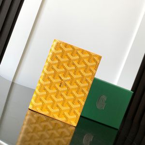 Goyard Grenelle Passport Cover In Goyardine Canvas Yellow