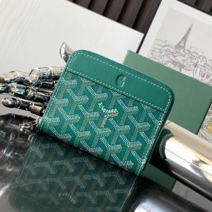 Goyard Matignon Mini Wallet In Goyardine Canvas Green