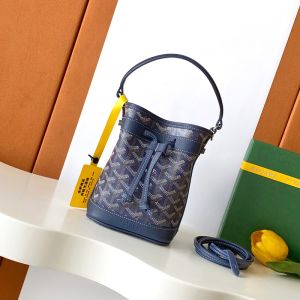 Goyard Petit Flot Mini Bucket Bag In Goyardine Canvas Navy Blue