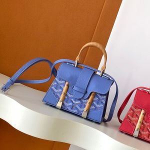 Goyard Saigon Structure Nano Bag In Goyardine Canvas with Envers Floral Blue