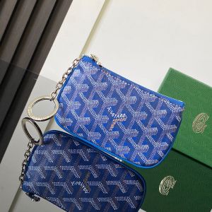 Goyard Senat Nano Key Pouch In Goyardine Canvas Blue