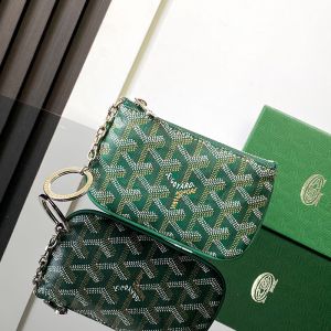 Goyard Senat Nano Key Pouch In Goyardine Canvas Green