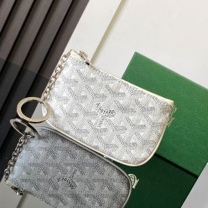 Goyard Senat Nano Key Pouch In Goyardine Canvas White