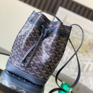 Goyard Petit Flot Bucket Bag In Goyardine Canvas Navy Blue