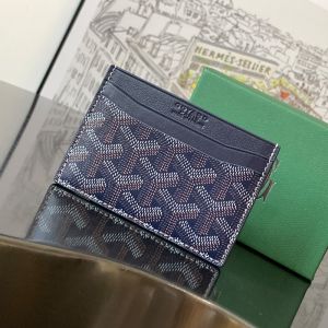 Goyard Saint-Sulpice Card Wallet In Goyardine Canvas Navy Blue