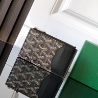 Goyard Bourbon Zipped Card Holder In Goyardine Canvas Black
