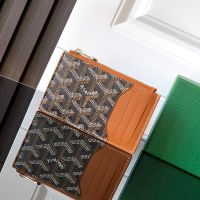 Goyard Bourbon Zipped Card Holder In Goyardine Canvas Brown