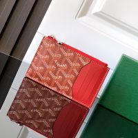 Goyard Bourbon Zipped Card Holder In Goyardine Canvas Red