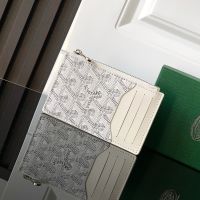 Goyard Bourbon Zipped Card Holder In Goyardine Canvas White