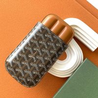 Goyard Churchill Cigar Case In Goyardine Canvas Brown
