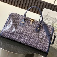 Goyard Croisiere 50 Duffle Bag In Goyardine Canvas Navy Blue