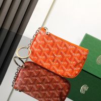 Goyard Senat Nano Key Pouch In Goyardine Canvas Orange