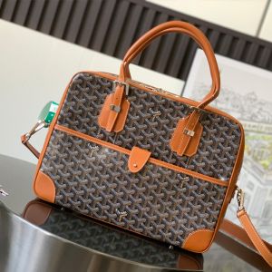 Goyard Ambassade MM Document Case In Goyardine Canvas Brown