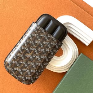 Goyard Churchill Cigar Case In Goyardine Canvas Black