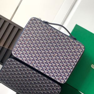 Goyard Compagnon Universel A4 Briefcase In Goyardine Canvas Navy Blue