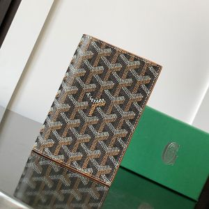 Goyard Grenelle Passport Cover In Goyardine Canvas Brown