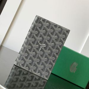 Goyard Grenelle Passport Cover In Goyardine Canvas Grey