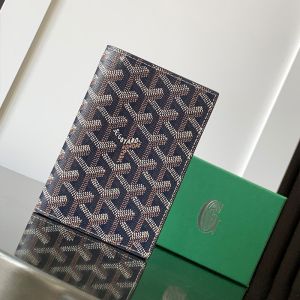Goyard Grenelle Passport Cover In Goyardine Canvas Navy Blue