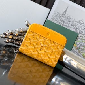 Goyard Matignon Mini Wallet In Goyardine Canvas Yellow