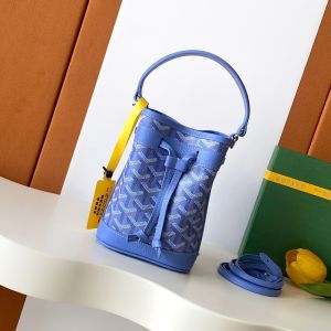 Goyard Petit Flot Mini Bucket Bag In Goyardine Canvas with Envers Floral Blue