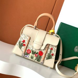 Goyard Saigon Structure Mini Bag In Cactus Embroidery Goyardine Canvas Beige