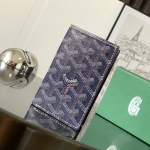 Goyard Saint-Pierre Card Wallet In Goyardine Canvas Navy Blue