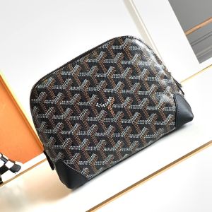Goyard Vendome Cosmetic Pouch In Goyardine Canvas Black