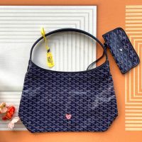 Goyard Boheme Hobo Bag In Coeur Goyard Goyardine Canvas Navy Blue