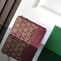 Goyard Bourbon Zipped Card Holder In Goyardine Canvas Burgundy