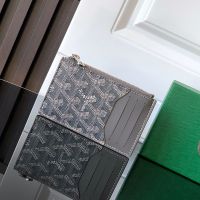 Goyard Bourbon Zipped Card Holder In Goyardine Canvas Grey