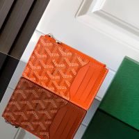 Goyard Bourbon Zipped Card Holder In Goyardine Canvas Orange