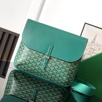 Goyard Coursier Messenger Bag In Goyardine Canvas Green