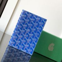 Goyard Grenelle Passport Cover In Goyardine Canvas Blue