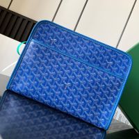 Goyard Jouvence Toiletry Bag In Goyardine Canvas Blue