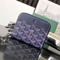 Goyard Matignon Mini Wallet In Goyardine Canvas Navy Blue
