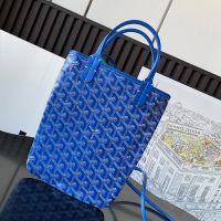 Goyard Poitiers PM Bag In Goyardine Canvas Blue