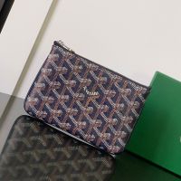 Goyard Senat Mini Pouch In Goyardine Canvas Navy Blue